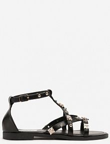 Czarne sandały z Metalicznymi Nitami Merarose ciaodeo damskie