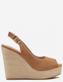 Brązowe sandały Slingback z Imitacji Zamszu na Koturnie Daldiva ciaodeo