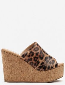 Panterkowe klapki w Stylu Drewniaków na Koturnie Jordiva ciaodeo