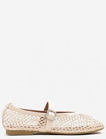 Beżowe Balerinki w Stylu Mary Jane z Siateczki Miltewi ciaodeo