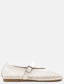 Białe Balerinki w Stylu Mary Jane z Siateczki Miltewi ciaodeo