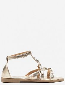 Złote sandały z Metalicznymi Nitami Merarose ciaodeo damskie