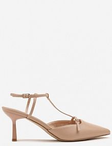 Beżowe sandały Typu Slingback Ozdobione Paskiem Nilavin ciaodeo