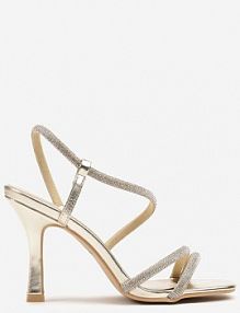 Złote sandały na Szpilce Ozdobione Cyrkoniami Dennilsa fashion