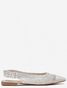 Srebrne sandały Szydełkowe z Noskiem w Szpic i Odkrytą Piętą Tillissea fashion damskie