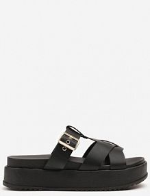 Czarne klapki Ozdobione Kwadratową Klamrą Gavrila marquiiz damskie