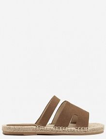 Ciemnobeżowe klapki Ozdobione Geometryczną Cholewką i Plecionką Nilornis cink me damskie