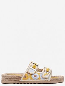 Żółte klapki z Geometrycznym Motywem i Plecionką Setoriela cink me damskie