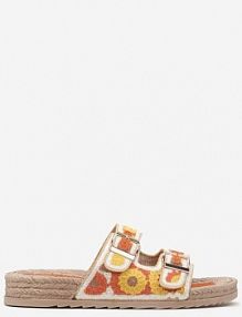 Pomarańczowe klapki z Geometrycznym Motywem i Plecionką Setoriela cink me damskie