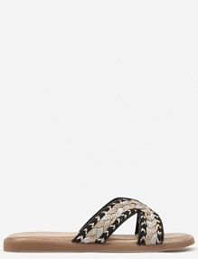 Czarno-Złote klapki z Plecionym Motywem na Cholewce Xaccaria ideal damskie