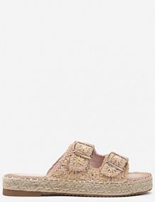 Różowo-Beżowe Szydełkowe klapki Ozdobione Plecionym Sznurkiem i Klamrami Wilanne ideal damskie