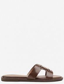 Brązowe klapki z Metalową Aplikacją Aflisella ideal damskie