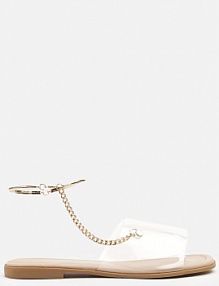 Jasnobeżowe klapki z Łańcuszkiem na Kostkę Naniriea ideal damskie