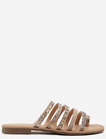 Ciemnobeżowe klapki Ozdobione Paskami Lunaviaella marquiiz damskie