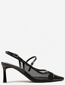 Czarne sandały na Szpilce Slingback z Transparentną Cholewką Eviralli fashion belle