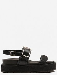 Czarne sandały na Grubej Podeszwie z Klamerką Odorisa next step damskie