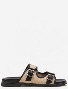 Czarne klapki Ozdobione Plecionym Wzorem i Klamrami Grelnelis c'm paris damskie