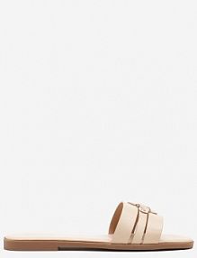 Beżowe Minimalistyczne klapki Zdobione Elegancką Aplikacją Harinel c'm paris damskie