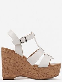 Białe sandały Boho na Koturnie w Stylu Drewniaków Lorria c'm paris