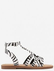 Biało-Czarne sandały z Przeplatanymi Paskami Zdobionymi Printem w Zebrę Dommea c'm paris damskie