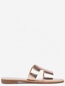 Szampańskie klapki na Płaskiej Podeszwie z Ozdobnymi Wycięciami Fenitta c'm paris damskie