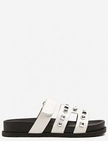 Białe klapki z Ozdobnymi Ćwiekami i Rzepem Melzia l.day damskie