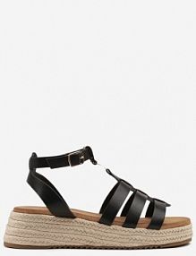 Czarne sandały na Plecionej Podeszwie Ravimi c'm paris damskie