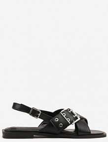 Czarne sandały z Ozdobnym Paskiem z Klamrą Tunea c'm paris damskie