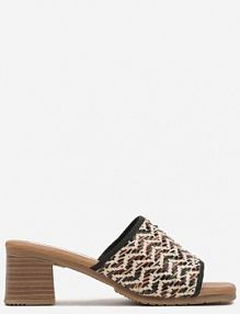 Czarne klapki na Słupku z Geometrycznym Wzorem Florreia ciaodeo