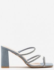 Niebieskie klapki Ozdobione Kwadratowym Noskiem i Cyrkoniowymi Paskami Anrurta ciaodeo