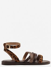 Brązowe sandały z Ozdobnymi Paseczkami w Zwierzęcy Wzór Damivaya c'm paris damskie