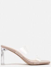 Beżowe Przezroczyste klapki na Słupku Leamitha Renee