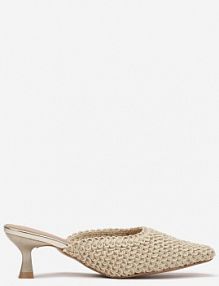 Złote klapki na Kaczuszce Typu Mule Ozdobione Plecionką Dolerina Renee