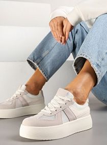 Beżowe sneakersy Typu Kultowe Tenisówki na Grubej Podeszwie Nanessa ideal damskie