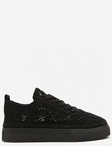 Czarne sneakersy z Ażurowej Koronki na Grubej Podeszwie Nanessia marquiiz damskie