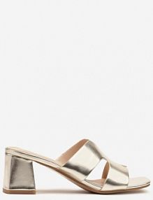 Złote klapki na Słupku Ozdobione Wycięciami Rosadiela fashion belle