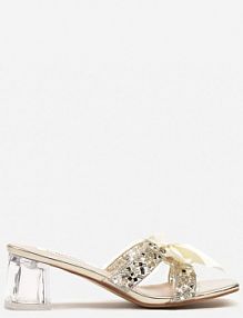 Złote klapki na Przezroczystym Słupku z Cyrkoniami Jenovia ciaodeo