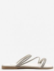 Białe klapki z Cyrkoniowymi Paskami Jenalitia ciaodeo damskie