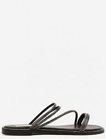 Czarne klapki z Cyrkoniowymi Paskami Jenalitia ciaodeo damskie