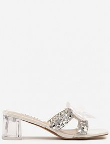 Białe klapki na Przezroczystym Słupku z Cyrkoniami Jenovia ciaodeo