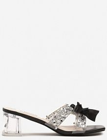 Czarne klapki na Przezroczystym Słupku z Cyrkoniami Jenovia ciaodeo