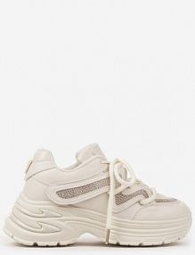 Beżowe sneakersy na Platformie z Grubymi Sznurówkami Kilanne marquiiz damskie
