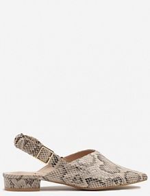 Beżowe Wężowe sandały z Noskiem w Szpic z Zapięciem na Sprzączkę Jenadenna cink me damskie