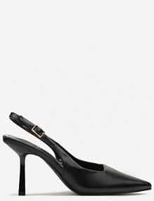 Czarne Klasyczne sandały Szpilki Slingback ze Szpiczastym Noskiem Saniffia cink me