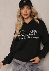 Czarna bluza z Bawełną kapturem i Napisem Gelabrina Renee damska