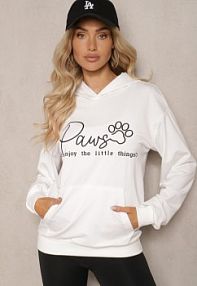 Biała bluza z Bawełną kapturem i Napisem Gelabrina Renee damska