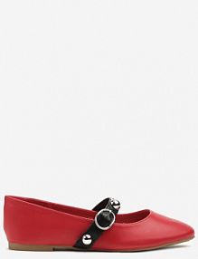 Czerwone Balerinki z Paskiem ze Sprzączką Xinnalia l.day