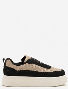 Czarne sneakersy na Platformie Ozdobione Plecionką Nilaraviela ideal damskie