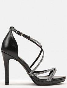 Czarne sandały Szpilki z Paseczkami Ozdobionymi Cyrkoniami Eladriela ciaodeo