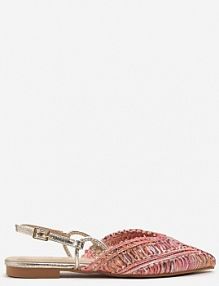 Różowo-Pomarańczowe sandały Typu Slingback z Metaliczną Nicią i Plecioną Cholewką Nilavalia marquiiz damskie